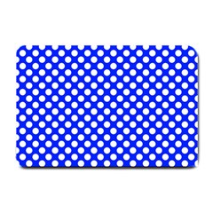 Dark Blue And White Polka Dots Pattern, Retro Pin-up Style Theme, Classic Dotted Theme Small Doormat  by Casemiro