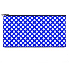 Dark Blue And White Polka Dots Pattern, Retro Pin-up Style Theme, Classic Dotted Theme Pencil Case by Casemiro