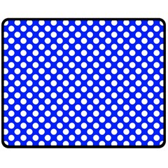 Dark Blue And White Polka Dots Pattern, Retro Pin-up Style Theme, Classic Dotted Theme Fleece Blanket (medium)  by Casemiro