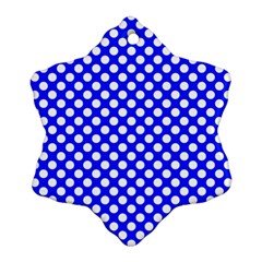 Dark Blue And White Polka Dots Pattern, Retro Pin-up Style Theme, Classic Dotted Theme Ornament (snowflake)