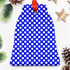 Dark Blue And White Polka Dots Pattern, Retro Pin-up Style Theme, Classic Dotted Theme Ornament (bell) by Casemiro