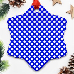 Dark Blue And White Polka Dots Pattern, Retro Pin-up Style Theme, Classic Dotted Theme Snowflake Ornament (two Sides) by Casemiro