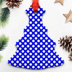 Dark Blue And White Polka Dots Pattern, Retro Pin-up Style Theme, Classic Dotted Theme Christmas Tree Ornament (two Sides) by Casemiro