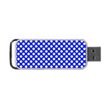 Dark blue and white polka dots pattern, retro pin-up style theme, classic dotted theme Portable USB Flash (One Side) Front