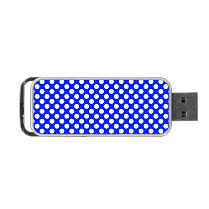 Dark blue and white polka dots pattern, retro pin-up style theme, classic dotted theme Portable USB Flash (One Side)