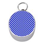 Dark blue and white polka dots pattern, retro pin-up style theme, classic dotted theme Mini Silver Compasses Front