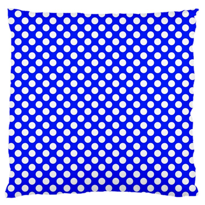 Dark blue and white polka dots pattern, retro pin-up style theme, classic dotted theme Large Flano Cushion Case (One Side)