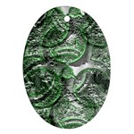 Biohazard sign pattern, silver and light green bio-waste symbol, toxic fallout, hazard warning Ornament (Oval) Front