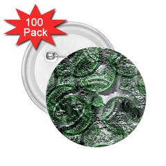 Biohazard Sign Pattern, Silver And Light Green Bio-waste Symbol, Toxic Fallout, Hazard Warning 2 25  Buttons (100 Pack)  by Casemiro