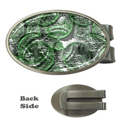 Biohazard Sign Pattern, Silver And Light Green Bio-waste Symbol, Toxic Fallout, Hazard Warning Money Clips (oval)  by Casemiro