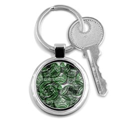 Biohazard Sign Pattern, Silver And Light Green Bio-waste Symbol, Toxic Fallout, Hazard Warning Key Chain (round) by Casemiro