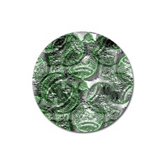 Biohazard Sign Pattern, Silver And Light Green Bio-waste Symbol, Toxic Fallout, Hazard Warning Magnet 3  (round) by Casemiro