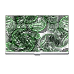 Biohazard Sign Pattern, Silver And Light Green Bio-waste Symbol, Toxic Fallout, Hazard Warning Business Card Holder by Casemiro