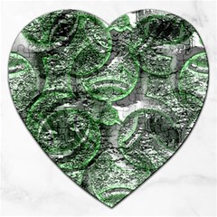 Biohazard Sign Pattern, Silver And Light Green Bio-waste Symbol, Toxic Fallout, Hazard Warning Jigsaw Puzzle (heart) by Casemiro