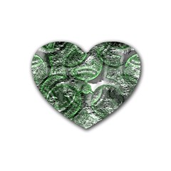 Biohazard Sign Pattern, Silver And Light Green Bio-waste Symbol, Toxic Fallout, Hazard Warning Rubber Coaster (heart)  by Casemiro