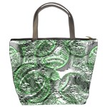 Biohazard sign pattern, silver and light green bio-waste symbol, toxic fallout, hazard warning Bucket Bag Back