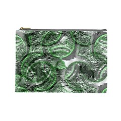 Biohazard Sign Pattern, Silver And Light Green Bio-waste Symbol, Toxic Fallout, Hazard Warning Cosmetic Bag (large) by Casemiro