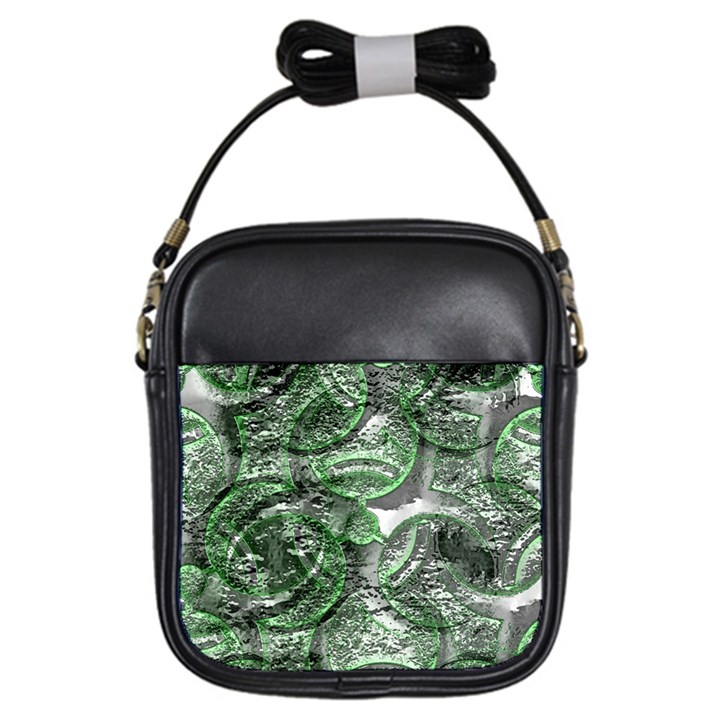 Biohazard sign pattern, silver and light green bio-waste symbol, toxic fallout, hazard warning Girls Sling Bag