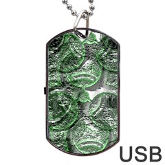 Biohazard Sign Pattern, Silver And Light Green Bio-waste Symbol, Toxic Fallout, Hazard Warning Dog Tag Usb Flash (one Side) by Casemiro