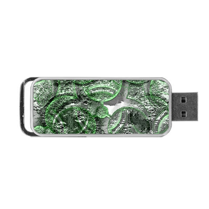 Biohazard sign pattern, silver and light green bio-waste symbol, toxic fallout, hazard warning Portable USB Flash (One Side)