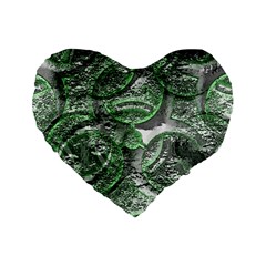 Biohazard Sign Pattern, Silver And Light Green Bio-waste Symbol, Toxic Fallout, Hazard Warning Standard 16  Premium Heart Shape Cushions by Casemiro