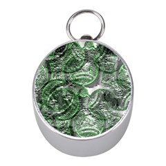 Biohazard Sign Pattern, Silver And Light Green Bio-waste Symbol, Toxic Fallout, Hazard Warning Mini Silver Compasses by Casemiro