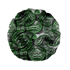 Biohazard Sign Pattern, Silver And Light Green Bio-waste Symbol, Toxic Fallout, Hazard Warning Standard 15  Premium Flano Round Cushions by Casemiro