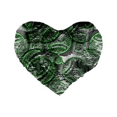 Biohazard Sign Pattern, Silver And Light Green Bio-waste Symbol, Toxic Fallout, Hazard Warning Standard 16  Premium Flano Heart Shape Cushions by Casemiro