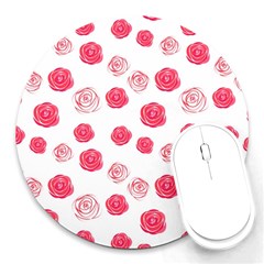 Watercolor Hand Drawn Roses Pattern Round Mousepads by TastefulDesigns