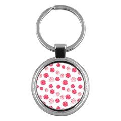 Watercolor Hand Drawn Roses Pattern Key Chain (round) by TastefulDesigns