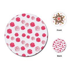 Watercolor Hand Drawn Roses Pattern Playing Cards Single Design (round)