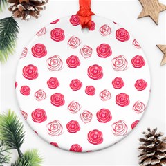 Watercolor Hand Drawn Roses Pattern Round Ornament (two Sides)