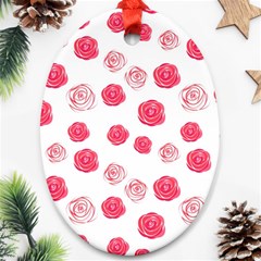 Watercolor Hand Drawn Roses Pattern Oval Ornament (two Sides)