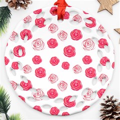 Watercolor Hand Drawn Roses Pattern Ornament (round Filigree)