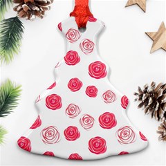 Watercolor Hand Drawn Roses Pattern Christmas Tree Ornament (two Sides)