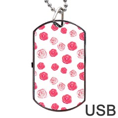 Watercolor Hand Drawn Roses Pattern Dog Tag Usb Flash (one Side) by TastefulDesigns