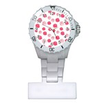 Watercolor hand drawn roses pattern Plastic Nurses Watch Front