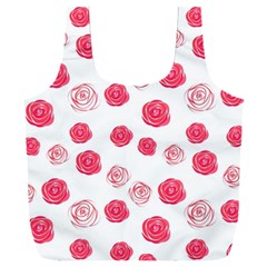 Watercolor Hand Drawn Roses Pattern Full Print Recycle Bag (xxl) by TastefulDesigns