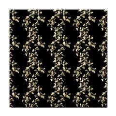 Dark Botanical Motif Pattern Tile Coaster by dflcprintsclothing