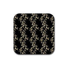 Dark Botanical Motif Pattern Rubber Coaster (square)  by dflcprintsclothing