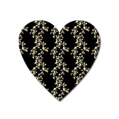 Dark Botanical Motif Pattern Heart Magnet by dflcprintsclothing