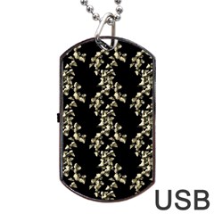 Dark Botanical Motif Pattern Dog Tag Usb Flash (one Side) by dflcprintsclothing