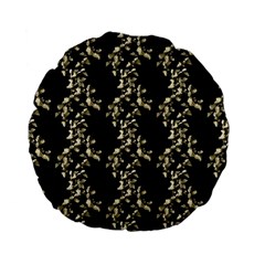 Dark Botanical Motif Pattern Standard 15  Premium Flano Round Cushions