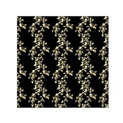 Dark Botanical Motif Pattern Small Satin Scarf (square)