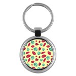 Watermelons, fruits and ice cream, pastel colors, at yellow Key Chain (Round) Front