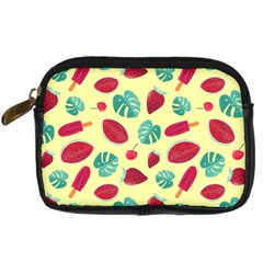 Watermelons, Fruits And Ice Cream, Pastel Colors, At Yellow Digital Camera Leather Case by Casemiro