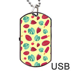 Watermelons, Fruits And Ice Cream, Pastel Colors, At Yellow Dog Tag Usb Flash (one Side) by Casemiro