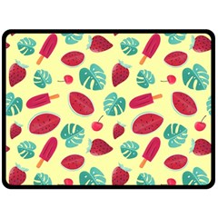 Watermelons, Fruits And Ice Cream, Pastel Colors, At Yellow Double Sided Fleece Blanket (large)  by Casemiro