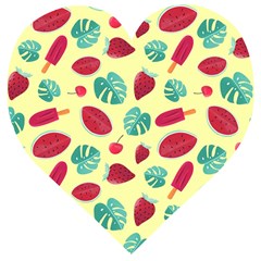 Watermelons, Fruits And Ice Cream, Pastel Colors, At Yellow Wooden Puzzle Heart by Casemiro