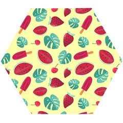 Watermelons, Fruits And Ice Cream, Pastel Colors, At Yellow Wooden Puzzle Hexagon by Casemiro